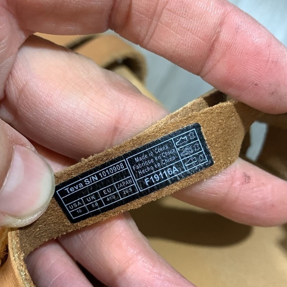 TEVA Strappy Cork Wedge Beige Camel Leather Womens Sandals size 10 - Picture 11 of 11
